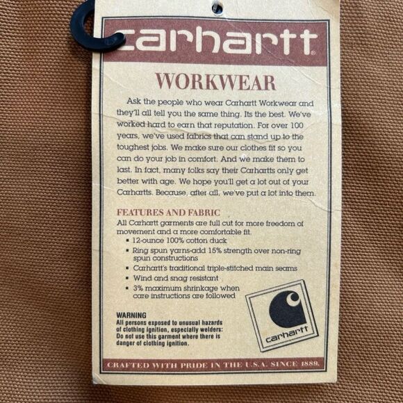 Carhartt Quilt Lined Duck Snap-On Hood Brown NWT - Picture 4 of 4